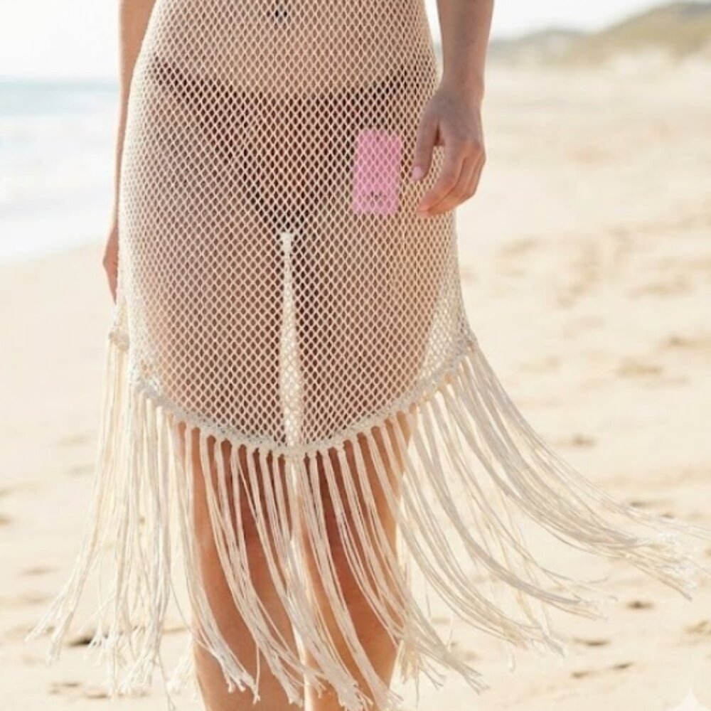 Wild Fable Cream Mesh Fringe Cover-Up Dress | Size S & L - Picture 3 of 10